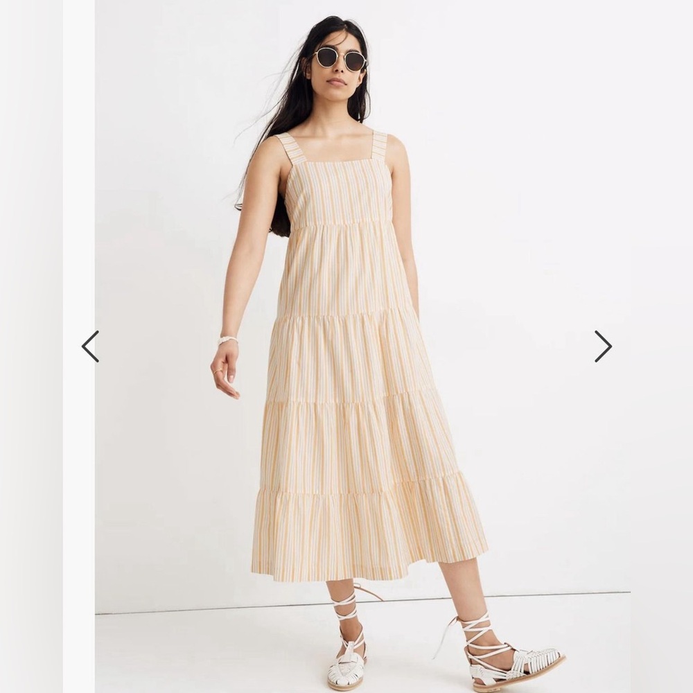Madewell Striped Button-Back tiered midi dress

Yellow and white, size 10